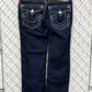 True Religion Billy Super T Dark Wash White Stitch Jeans Size 34x30