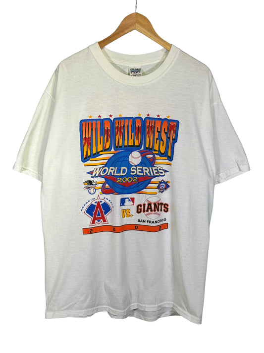 2002 MLB World Series Angels Giants Wild West Graphic Tee Size XL