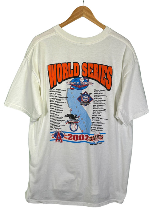 2002 MLB World Series Angels Giants Wild West Graphic Tee Size XL
