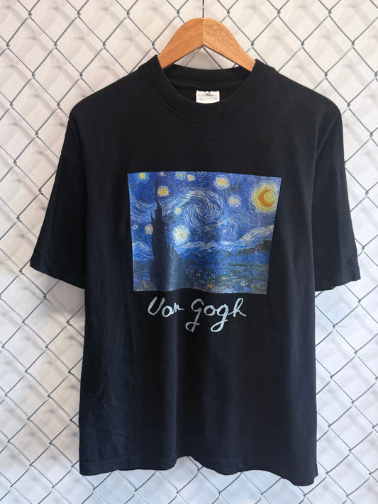 Vintage 90's Van Gogh Starry Knight Art Painting Graphic Tee Size XL