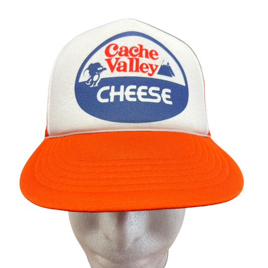 Vintage 90's Cache Valley Cheese Orange White Trucker Hat Snapback