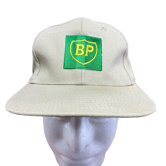 Vintage 90's BP Oil Beige Embroidered Strapback Hat