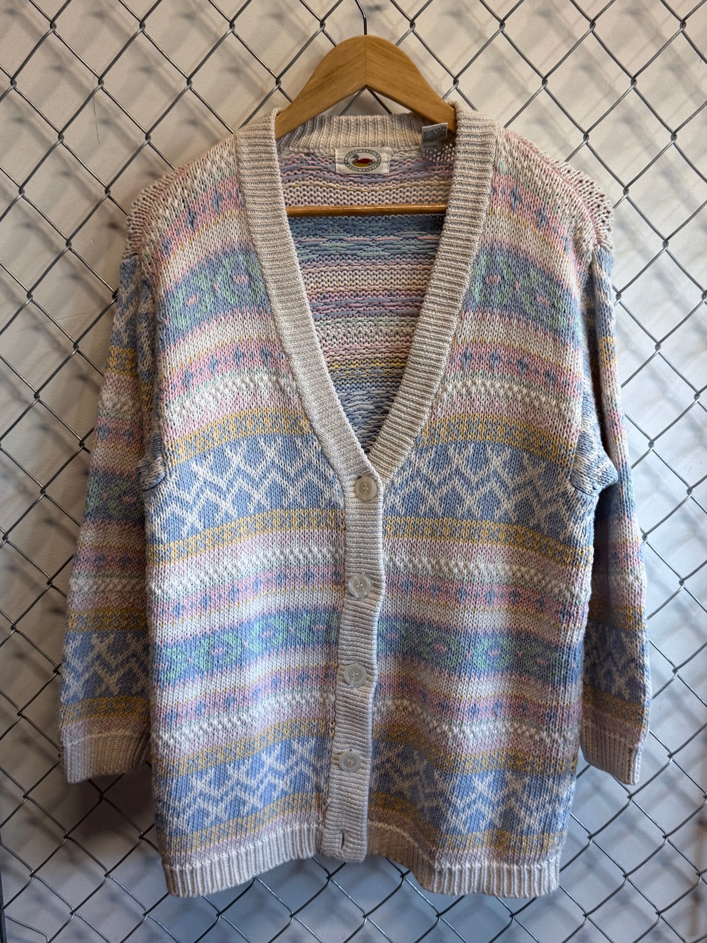 Vintage Marsh Landing Striped Cardigan Sweater Size Small