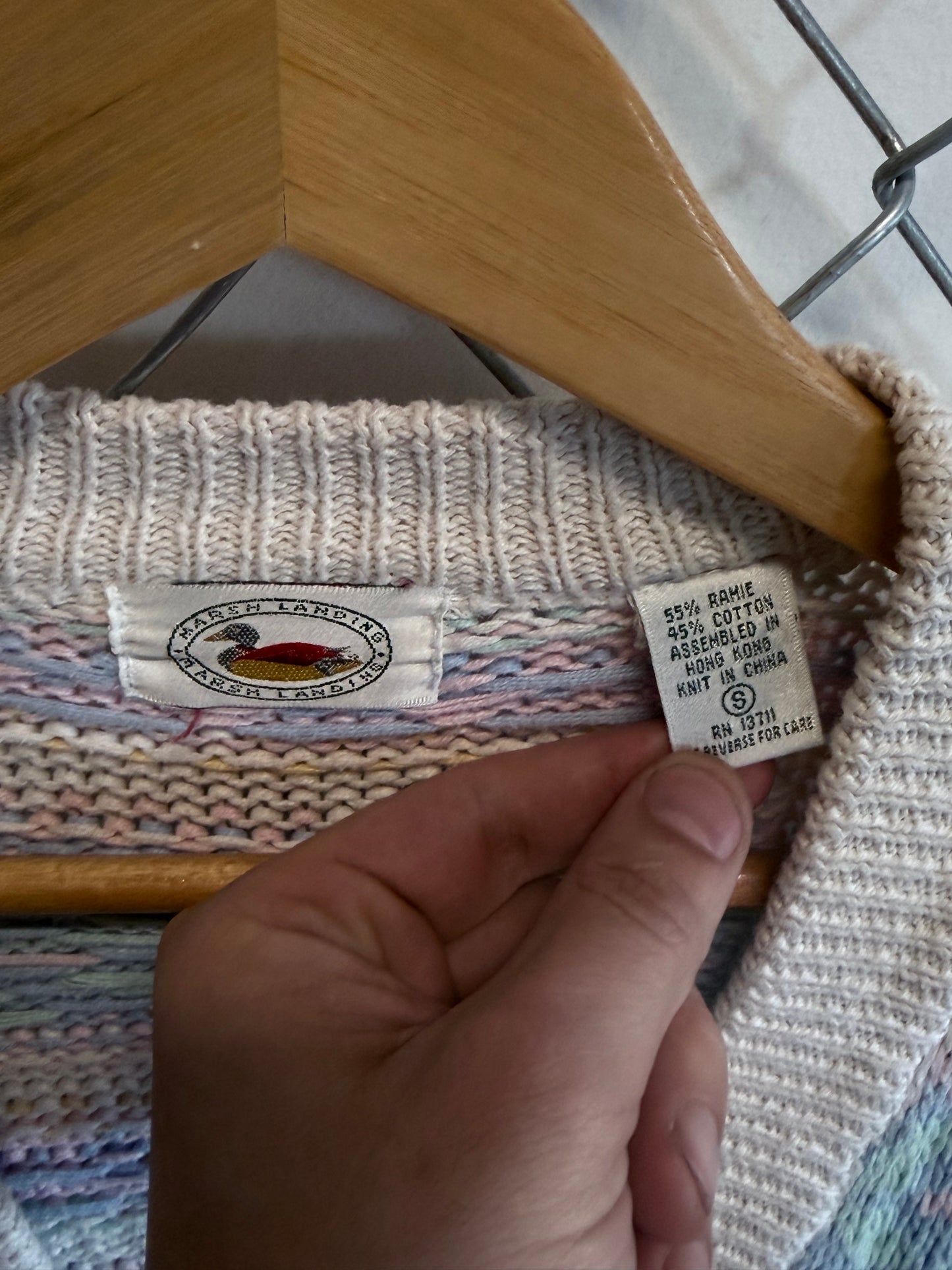 Vintage Marsh Landing Striped Cardigan Sweater Size Small