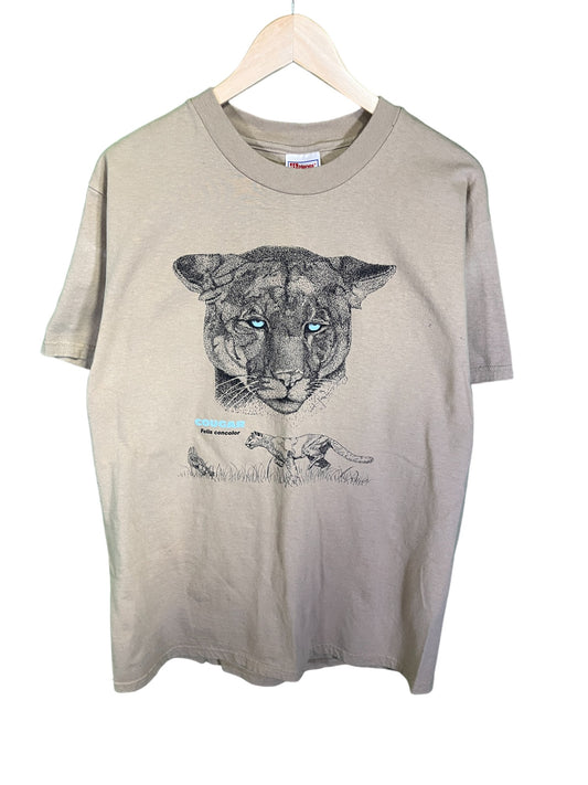 Vintage 90's Hanes Cougar Big Print Nature Graphic Tee Size Large