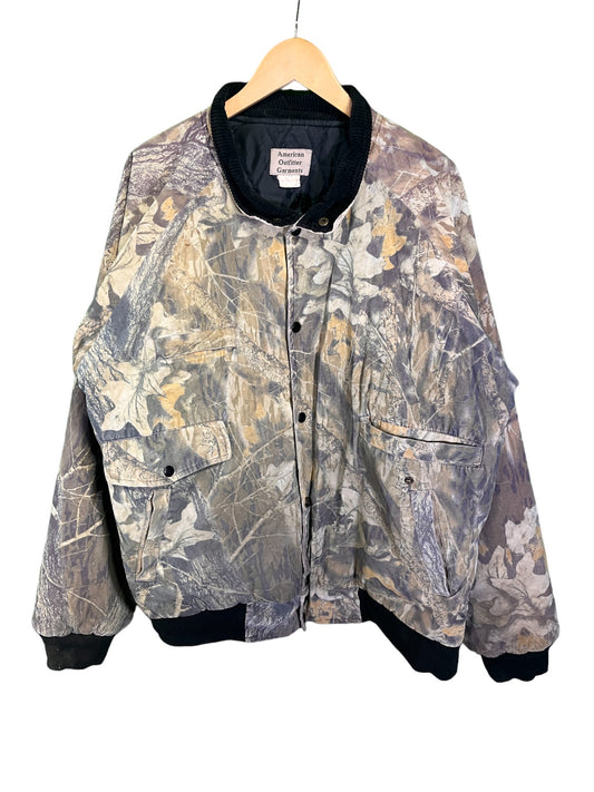 Vintage American Outfitters Hunter Woodland Camo Bomber Jacket Size XXL