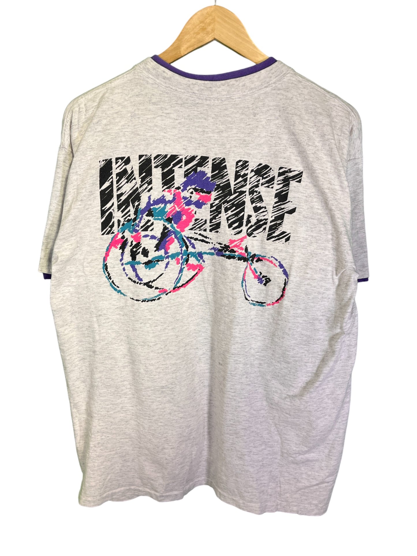 Vintage 90's Oneita Intense Double Shirt Cycling Graphic Tee Size XL