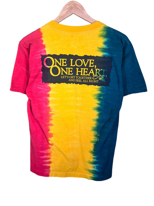 Vintage 90's Bob Marley Tribute to Freedom One Love Tie Dye Tee Size Medium