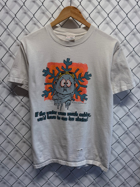 Vintage 90's Swim Zone Water Much Colder Cartoon Tee Size Medium