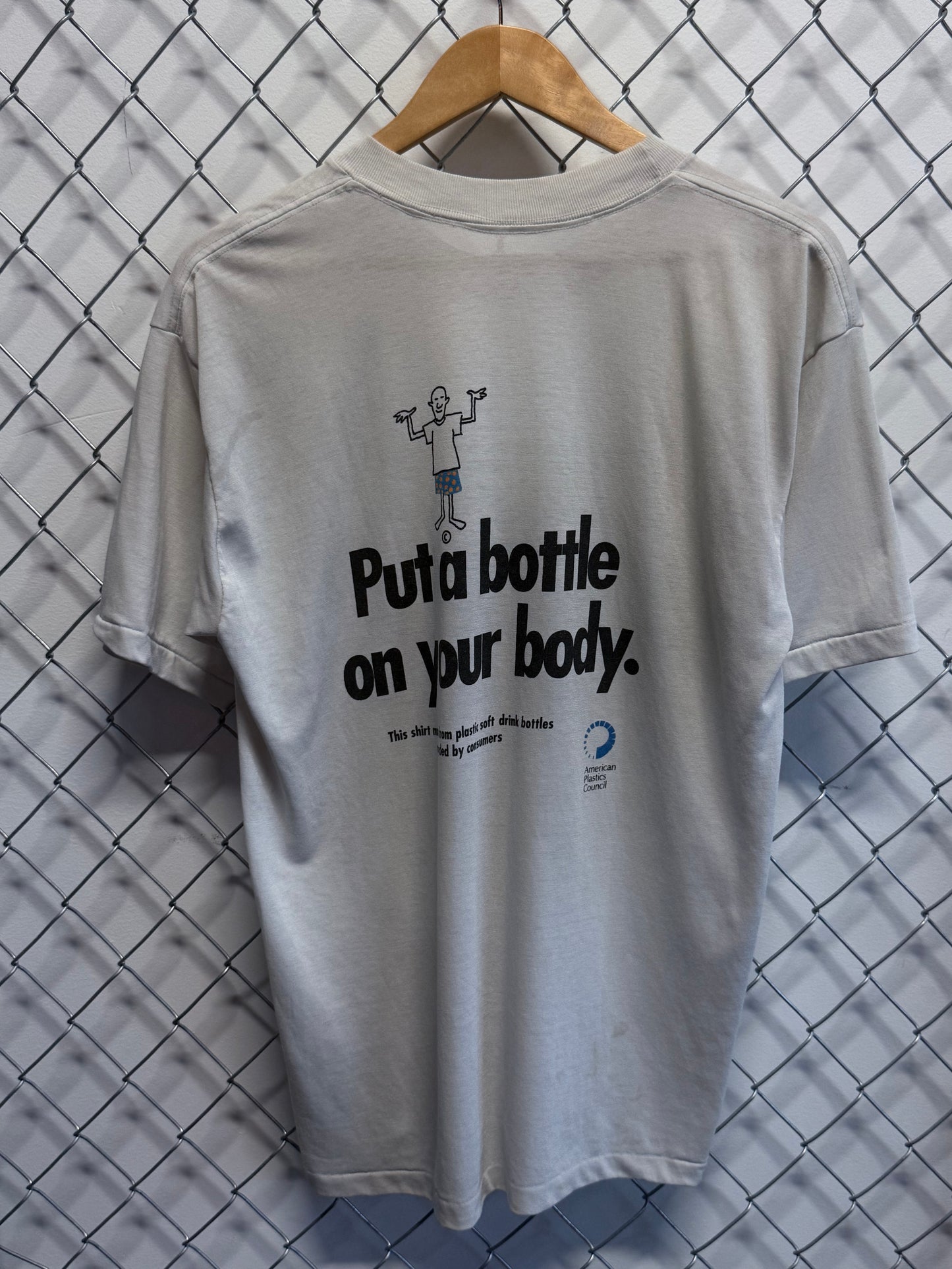 Vintage Put a Bottle on your Body Plastics Council Graphic Tee Size Large