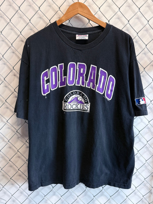 Vintage 1996 Colorado Rockies Baseball Logo Graphic Tee Size XL