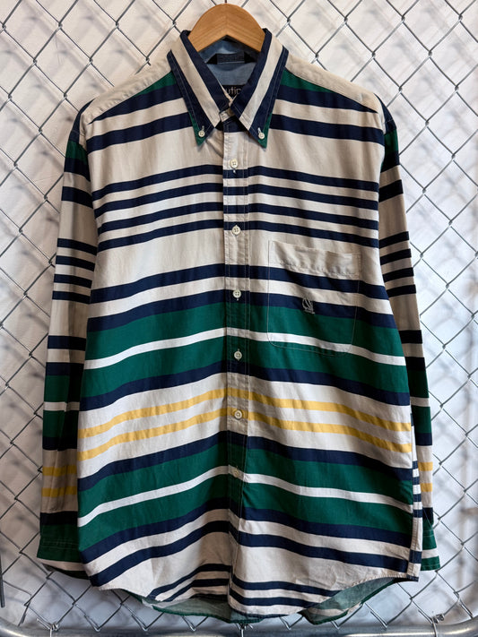 Vintage 90's Nautica Sailing Striped Button Up Shirt Size Medium