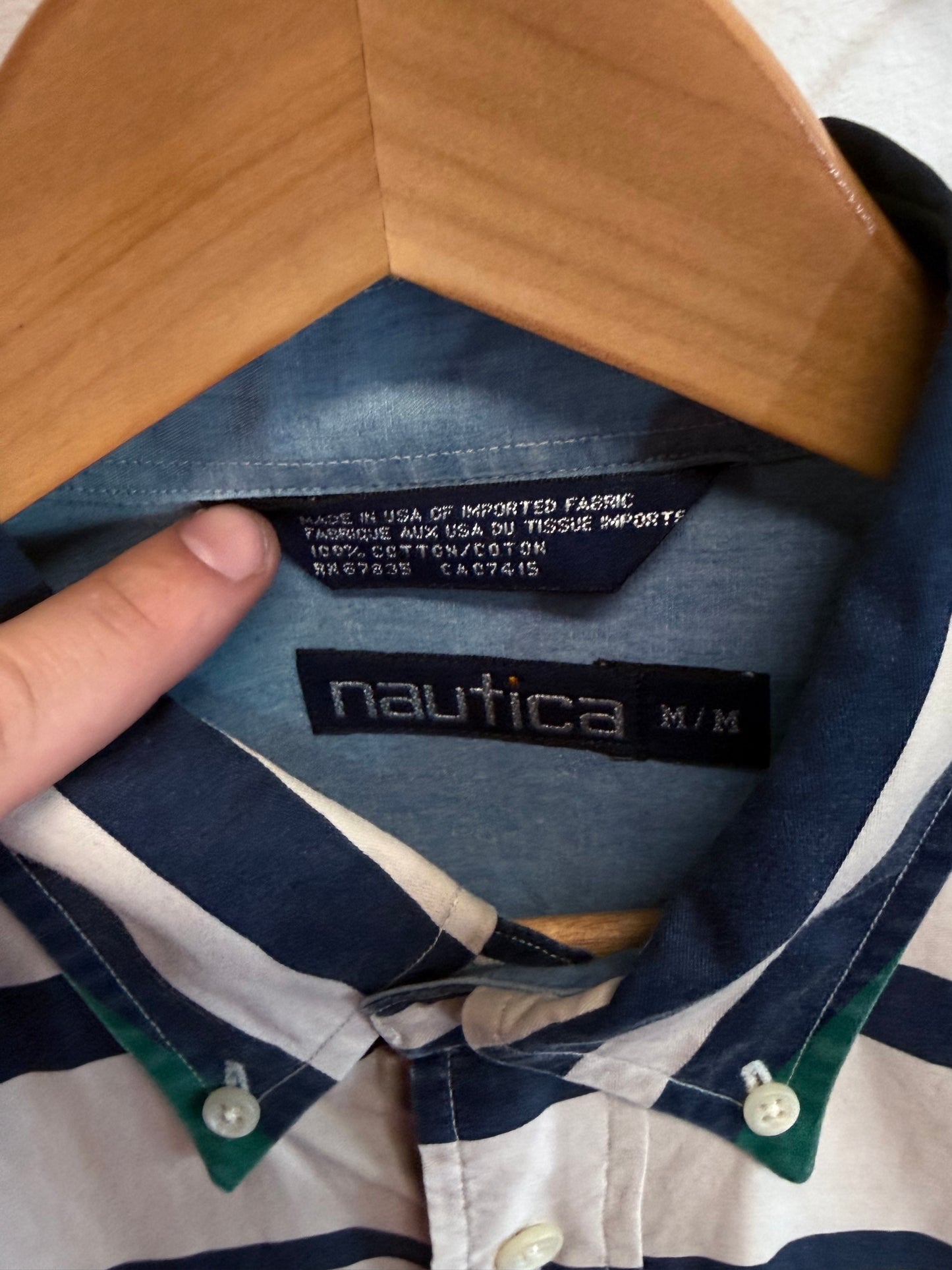 Vintage 90's Nautica Sailing Striped Button Up Shirt Size Medium
