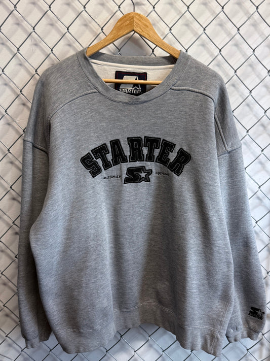 Vintage Starter Classic Logo Grey Crewneck Sweater Size XL