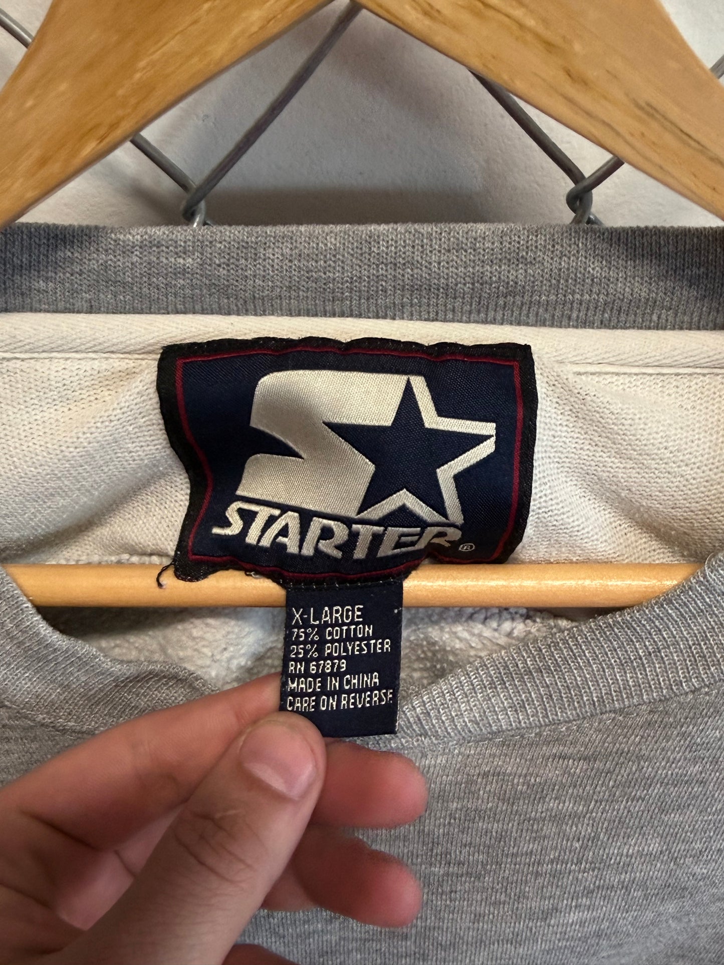 Vintage Starter Classic Logo Grey Crewneck Sweater Size XL