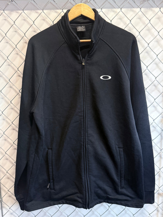 Vintage Oakley Classic Logo Black Zip Up Jacket Size XXL
