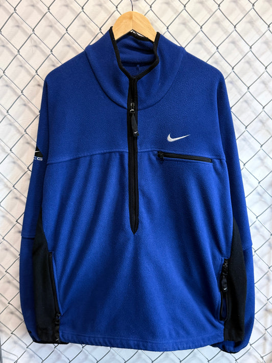 Vintage 90's Nike ACG Blue Fleece Half Zip Thermal Jacket Size Large