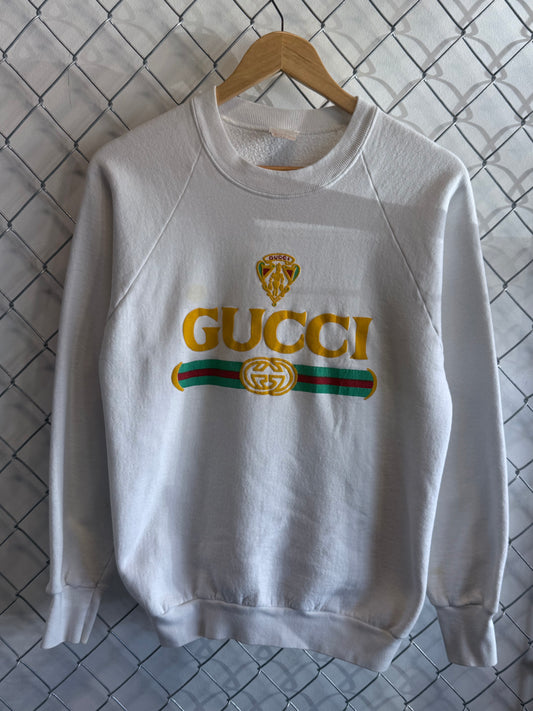Vintage 80's Gucci Boot White Crewneck Sweater Size Large