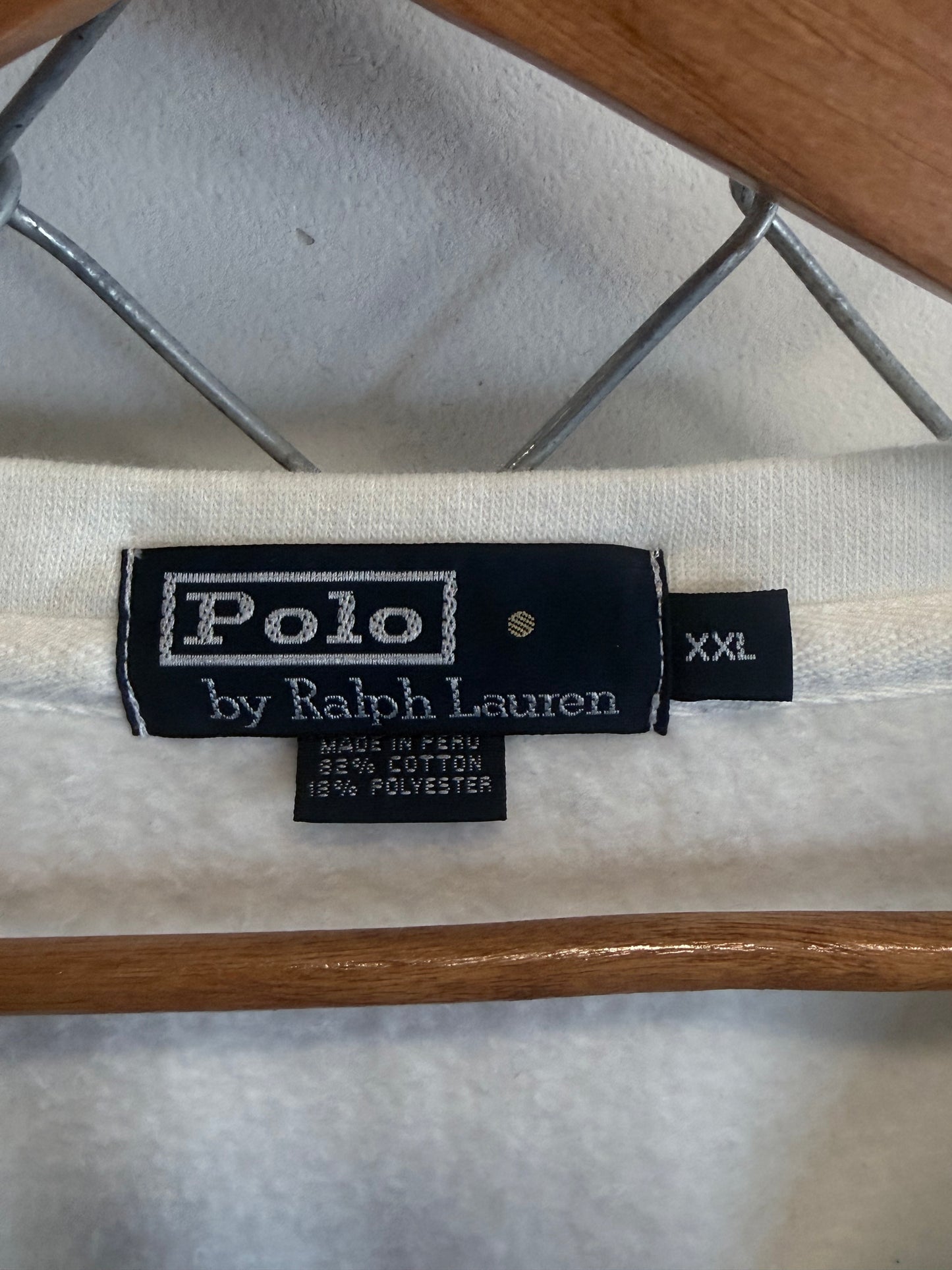 Vintage 90's Polo Ralph Lauren USA Flag White Sweater Size XXL