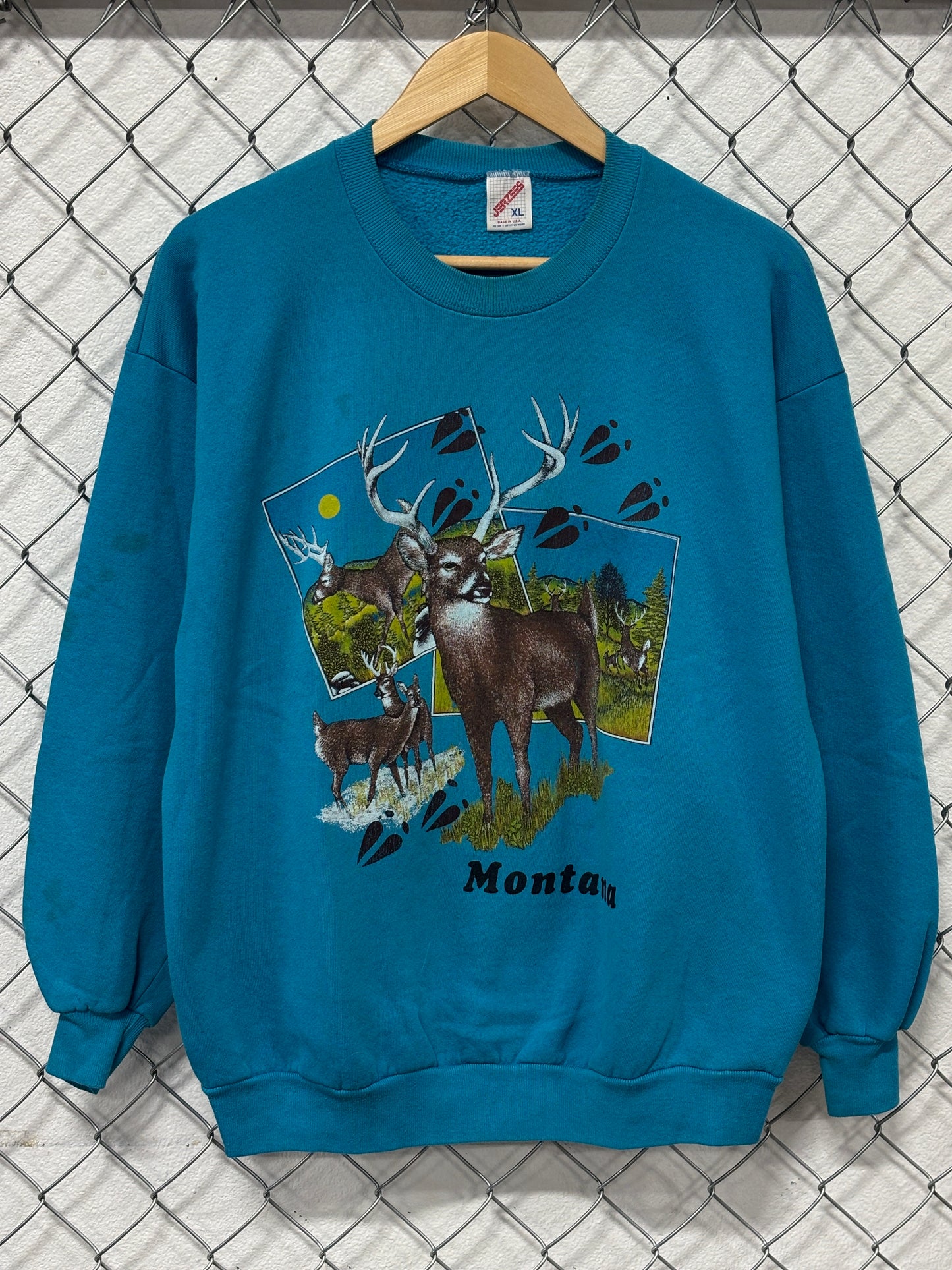 Vintage 90's Montana White Tail Deer Nature Sweater Size XL