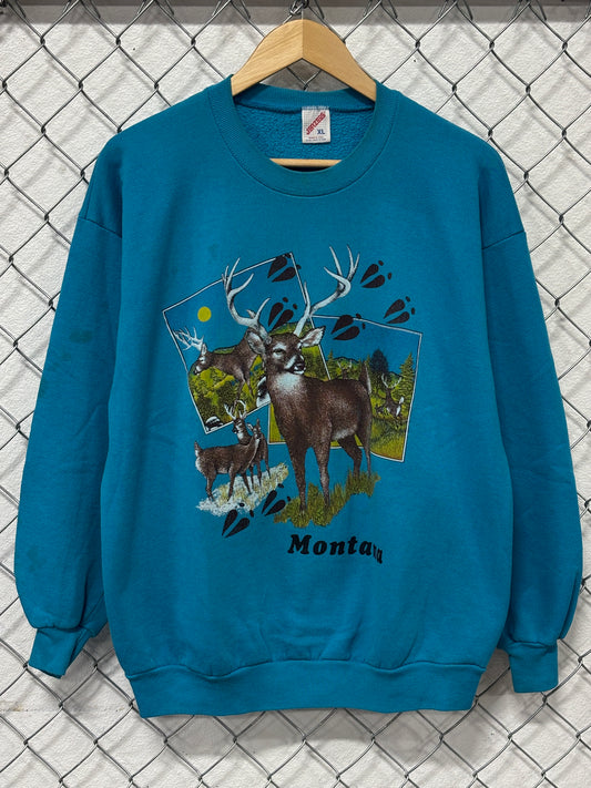 Vintage 90's Montana White Tail Deer Nature Sweater Size XL