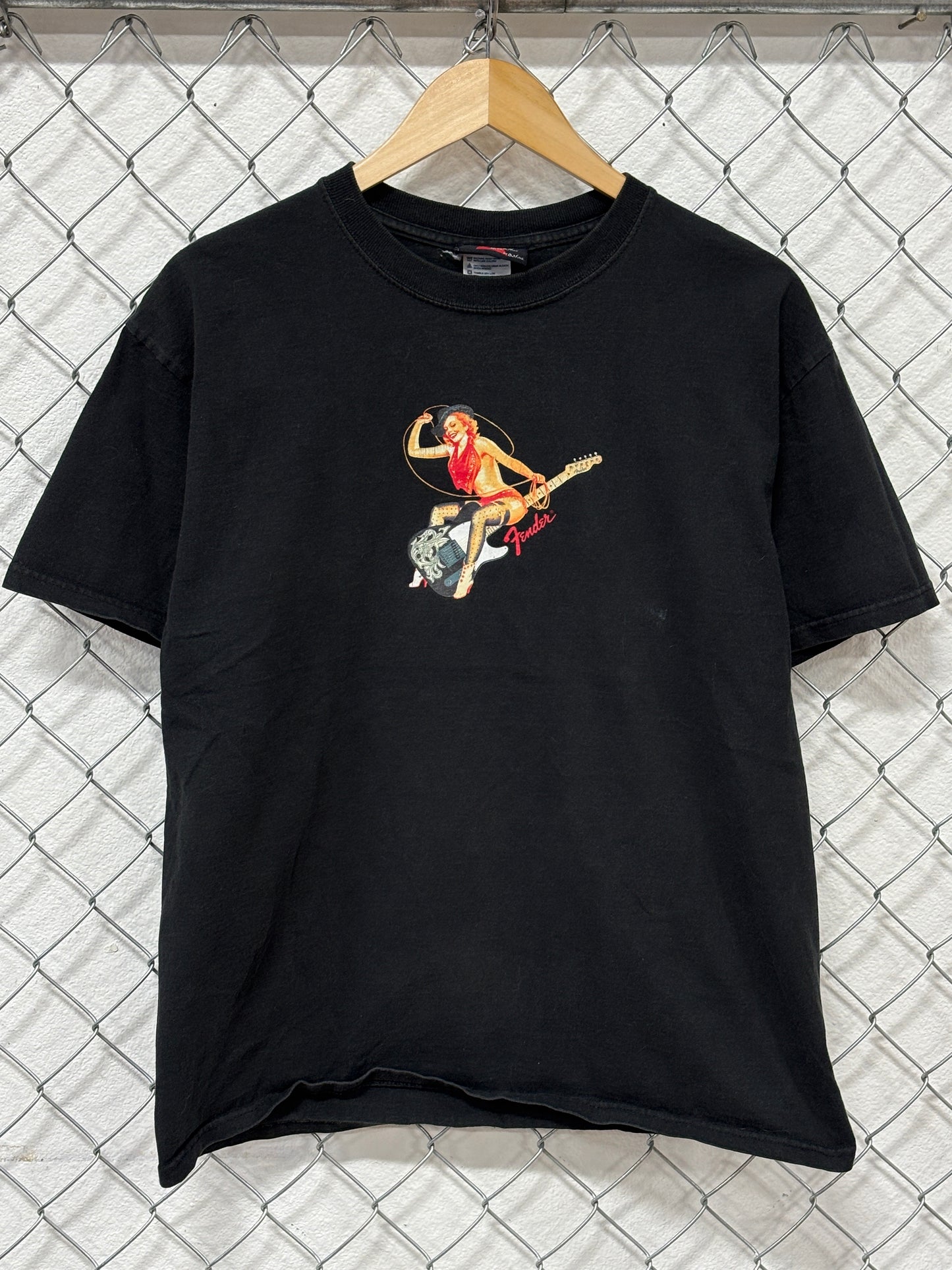 Vintage Fender Pin Up Girl Telecaster Guitar Graphic Tee Size Large