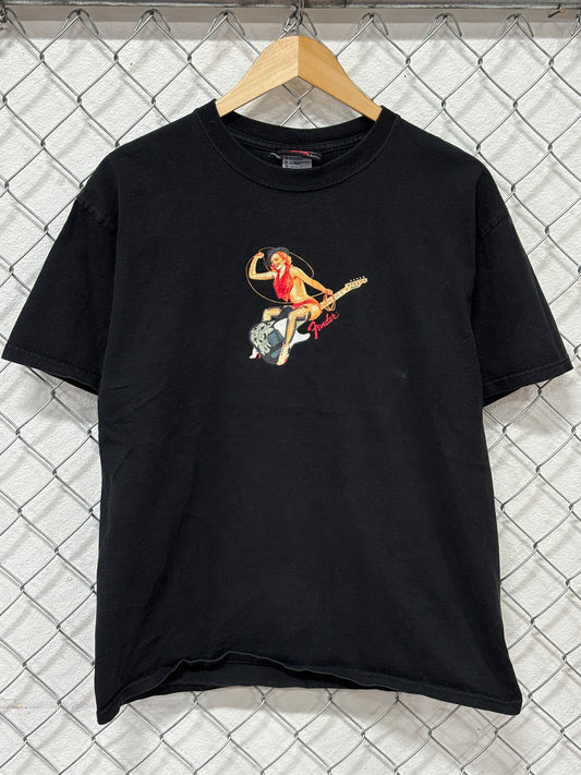 Vintage Fender Pin Up Girl Telecaster Guitar Graphic Tee Size Large