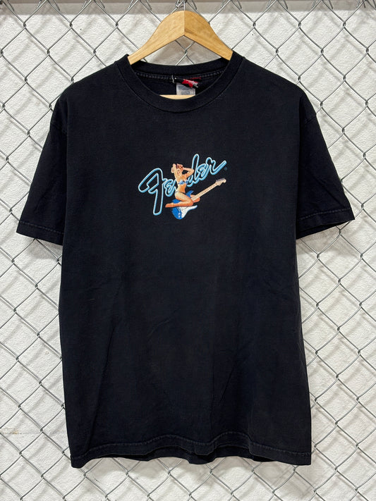 Vintage Fender Pin Up Girl Stratocaster Guitar Graphic Tee Size Large