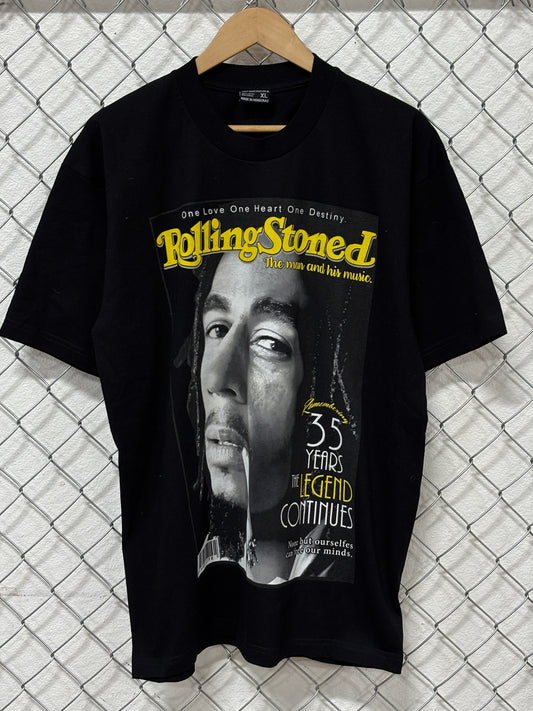 Vintage Bob Marley Magazine Cover Rolling Stoned Band Tee Size XL