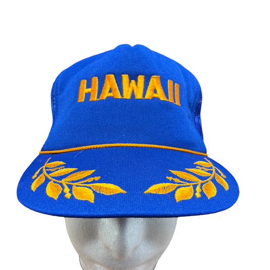 Vintage Hawaii Embroidered Blue Trucker Hat