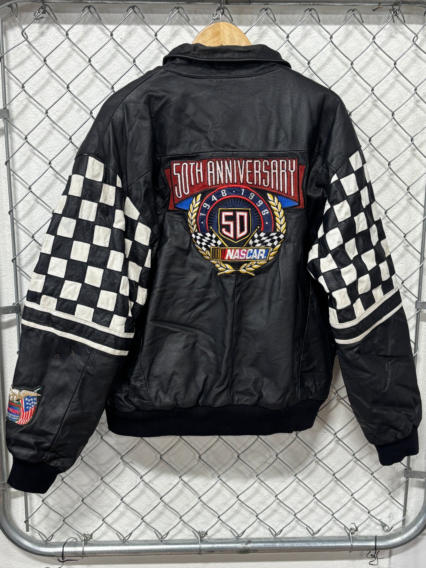 Vintage 1998 Jeff Hamilton NASCAR 50th Anniversary Leather Jacket Size XL