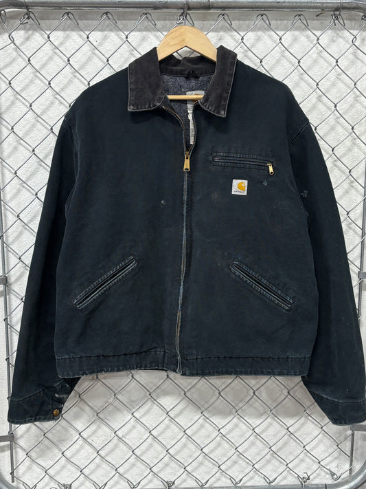 Vintage Carhartt J01 Black Detroit Blanket Lined Workwear Jacket Size XXL Tall
