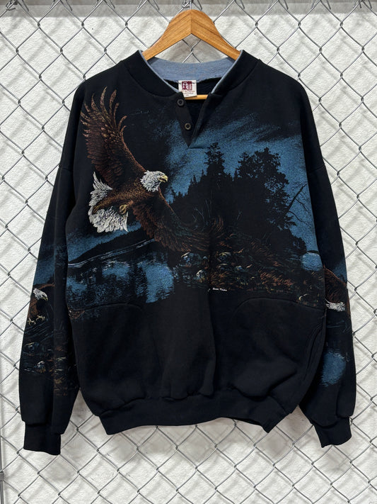 Vintage 90's Nature Bald Eagle All Over Print Sweater Size XL
