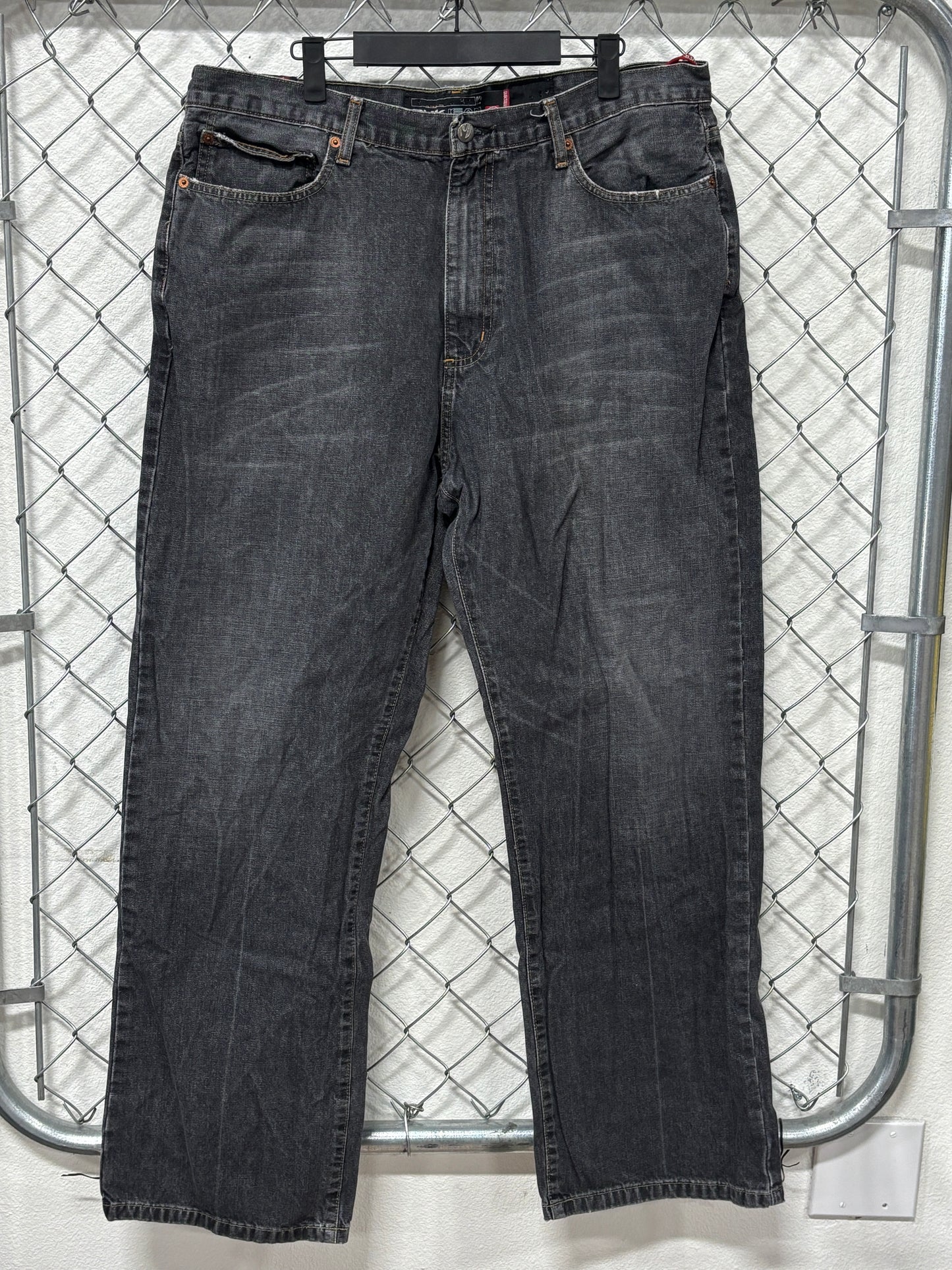 Vintage Y2K Quiksilver Quikjeans Grey Baggy Denim Jeans Size 36x31