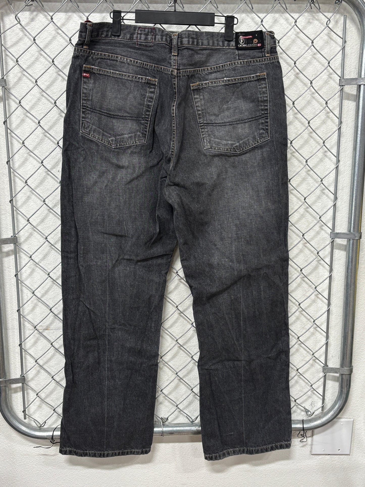 Vintage Y2K Quiksilver Quikjeans Grey Baggy Denim Jeans Size 36x31