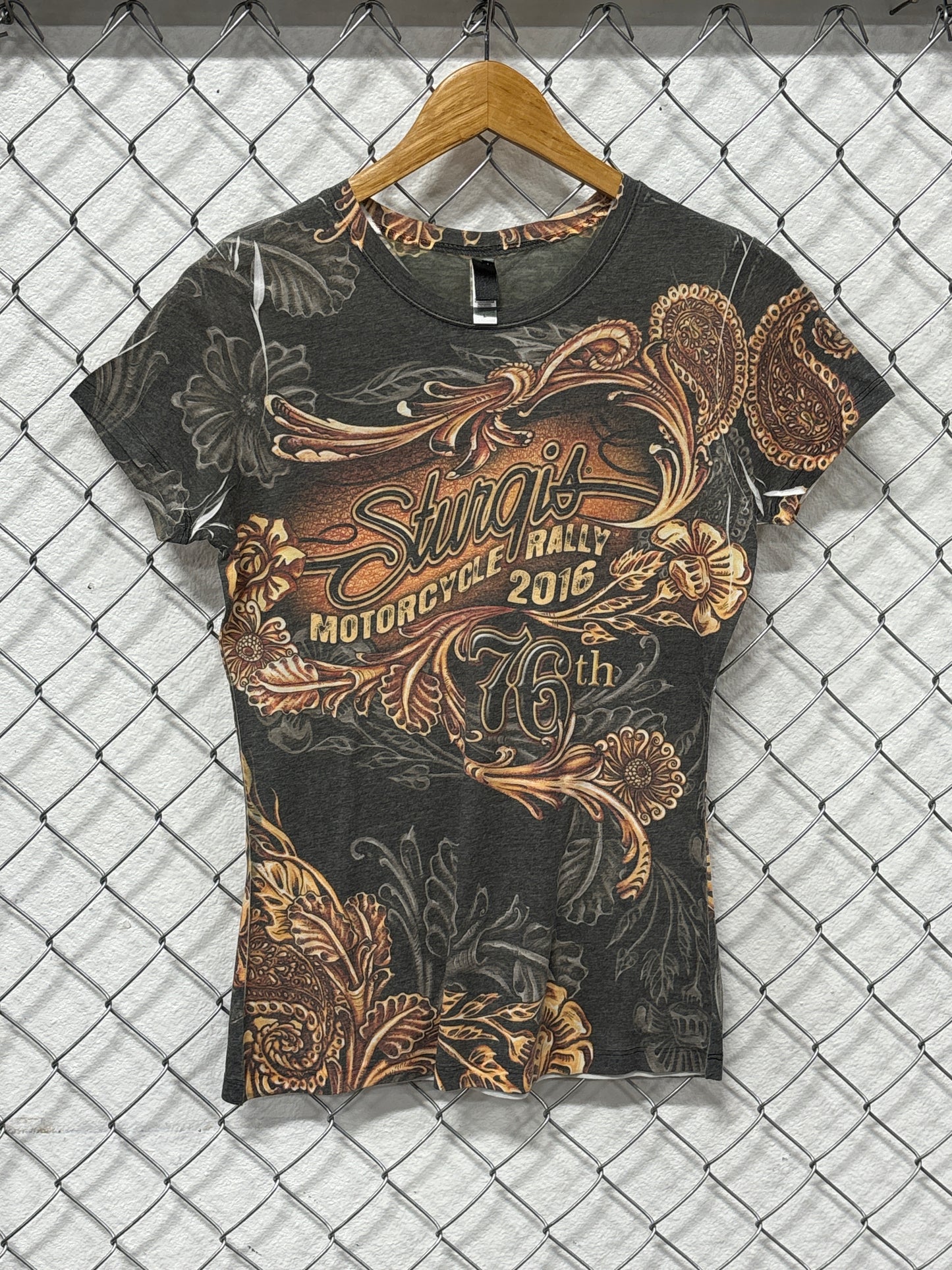 Harley Davidson Women's Sturgis Biker Rally All Over Print Tee Size Large