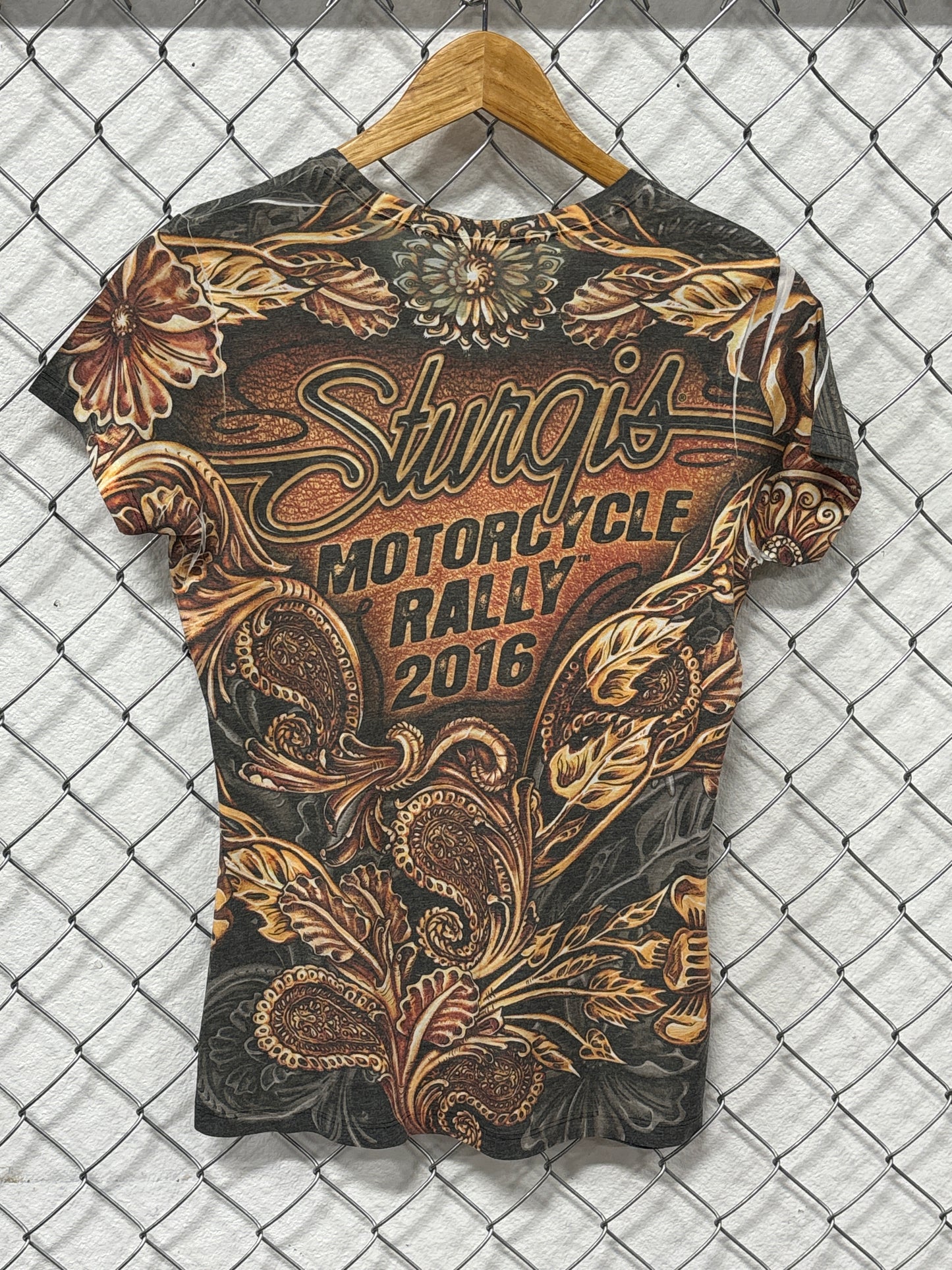 Harley Davidson Women's Sturgis Biker Rally All Over Print Tee Size Large