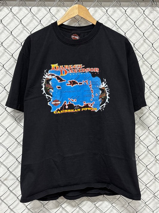 Vintage Harley Davidson Caribbean Power Biker Graphic Tee Size XXL