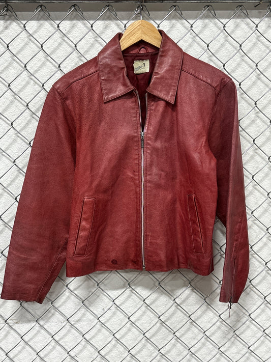 Vintage 90's GAP Women's Red Leather Motorcycle Distressed Jacket Size XXL