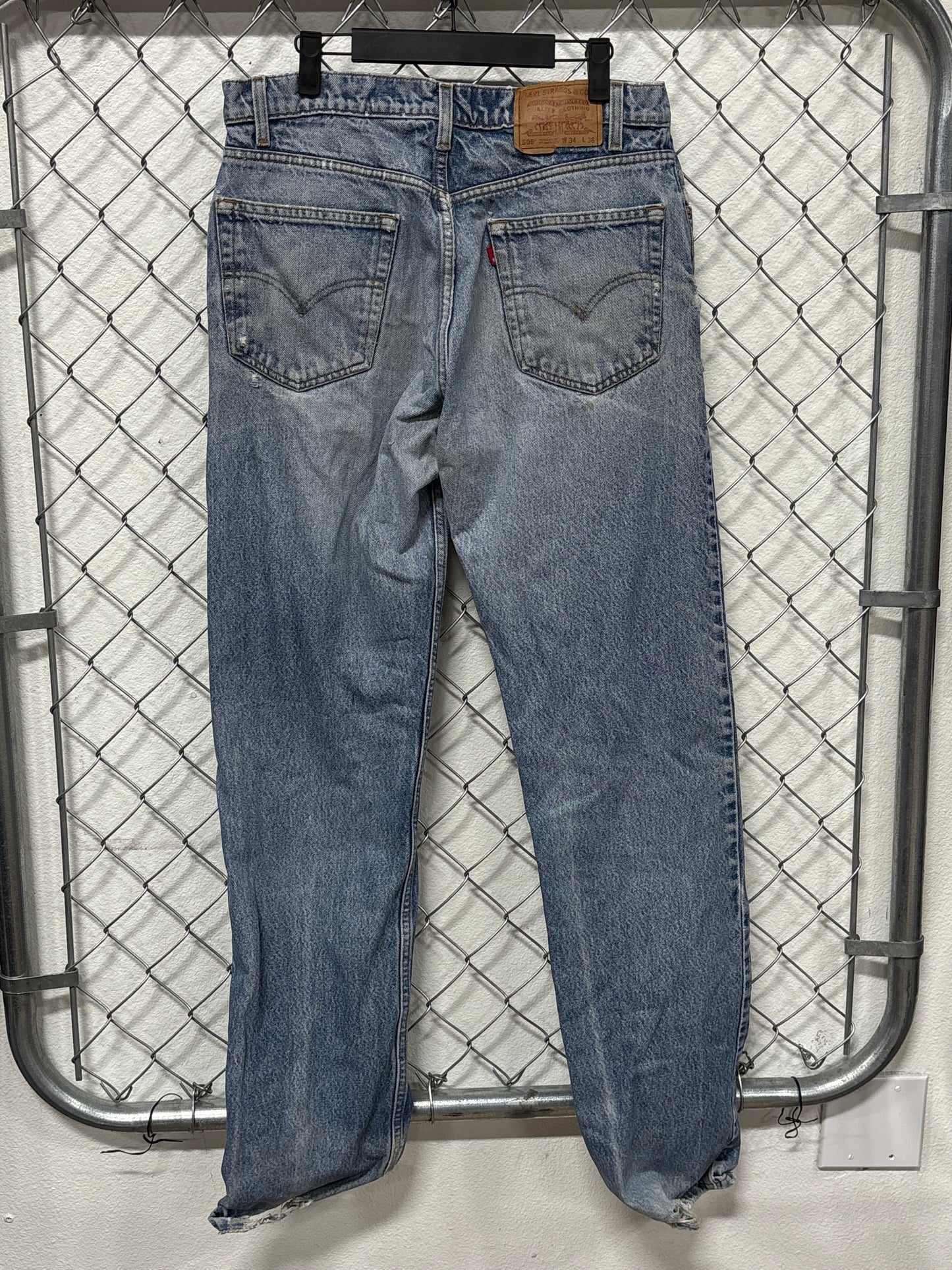 Vintage 90's Levi's 505 Regular Fit Distressed Denim Jeans Size 33x34