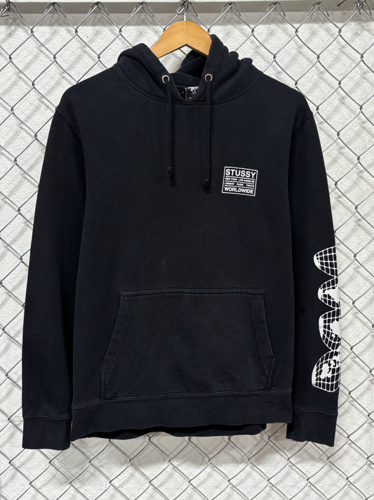 Stussy Worldwide Map Black Hoodie Size Large