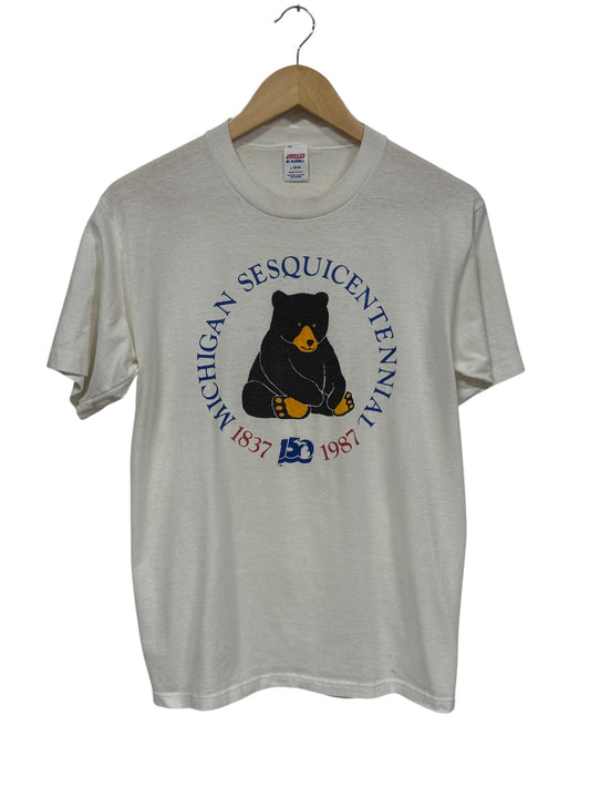 Vintage 1987 Michigan Sesquicentennial Bear Graphic Tee Size Medium