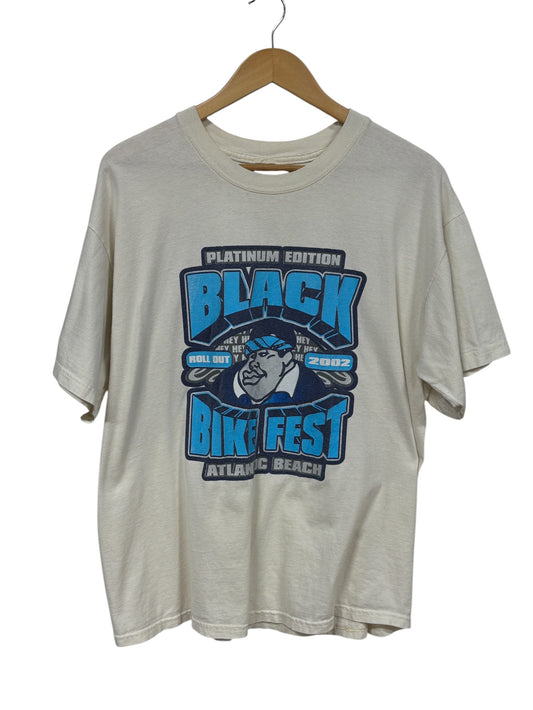Vintage 2002 Black Bike Fest Atlantic Beach Biker Graphic Tee Size Large