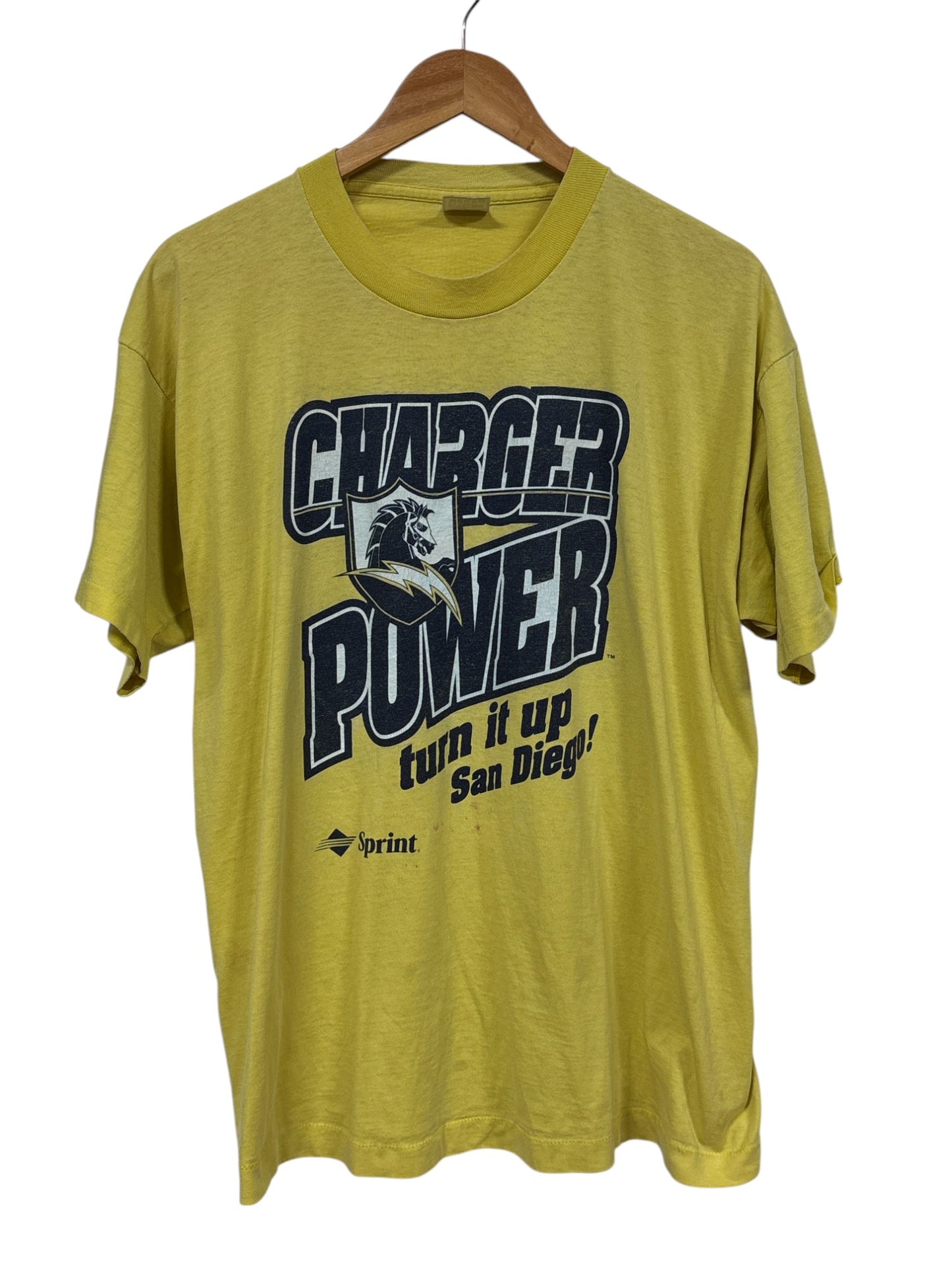 Vintage 90's San Diego Chargers Turn It Up NFL Graphic Tee Size XL