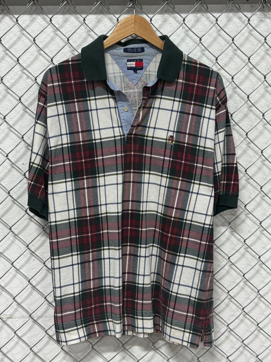 Vintage 90's Tommy Hilfiger Plaid Polo Shirt Size Large
