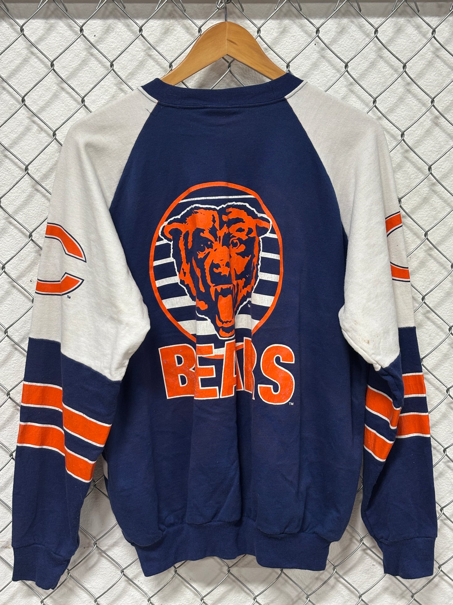 Vintage 80's Chicago Bears NFL Logo All Over Print Sweater Size XL