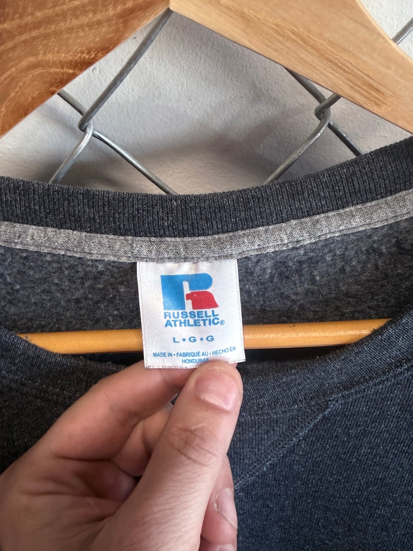 Vintage Russell Athletic Grey Blank Crewneck Sweater Size Large