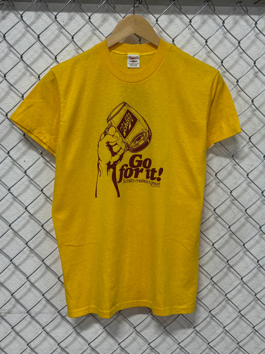 Vintage 80's Go For It Schlitz Beer Promo Graphic Tee Size Large