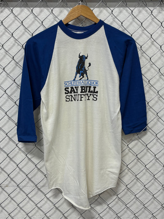 Vintage 80's Schlitz Malt Liquor 3/4 Sleeve Promo Graphic Tee Size Large