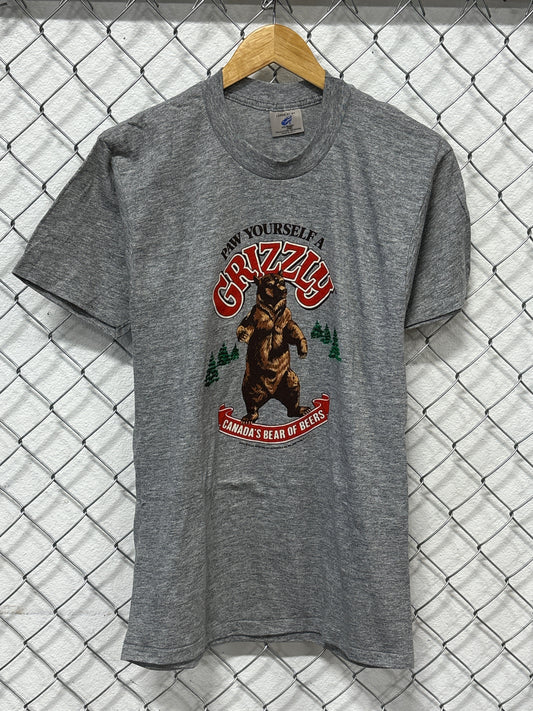 Vintage 80's Paw Yourself a Grizzly Canadian Beer Promo Tee Size Large